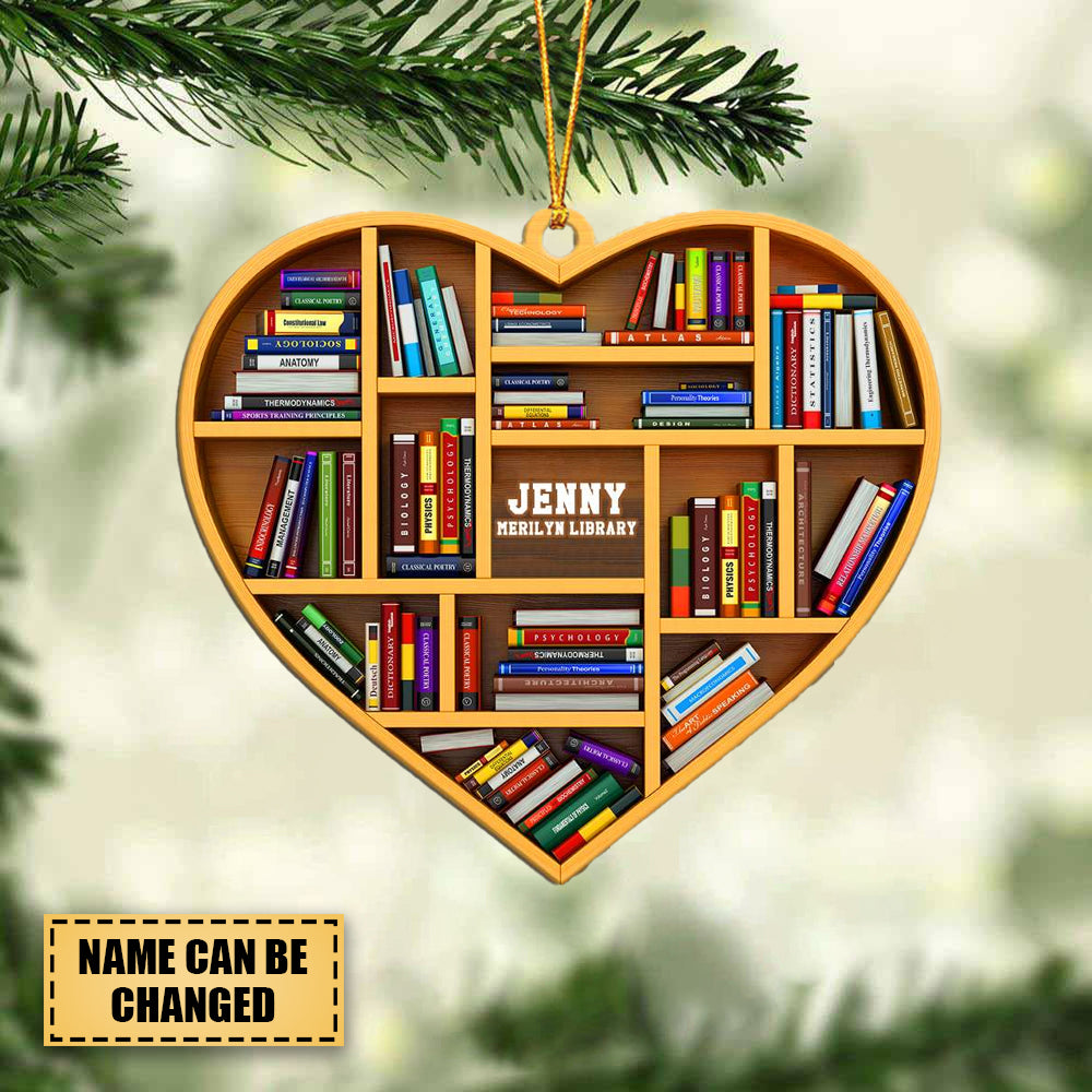 Heart Shaped Book Shelf Ornament - Custom Name And Number