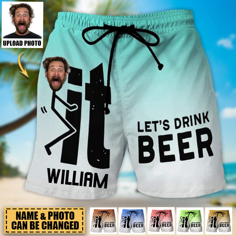 Personalized Let's Drink Beer Upload Photo- Custom Trunks - facamart