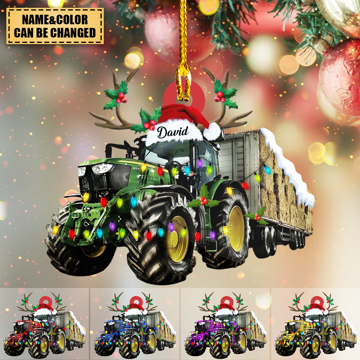 Personalized Tractor Christmas Ornament - Gift for Farmer
