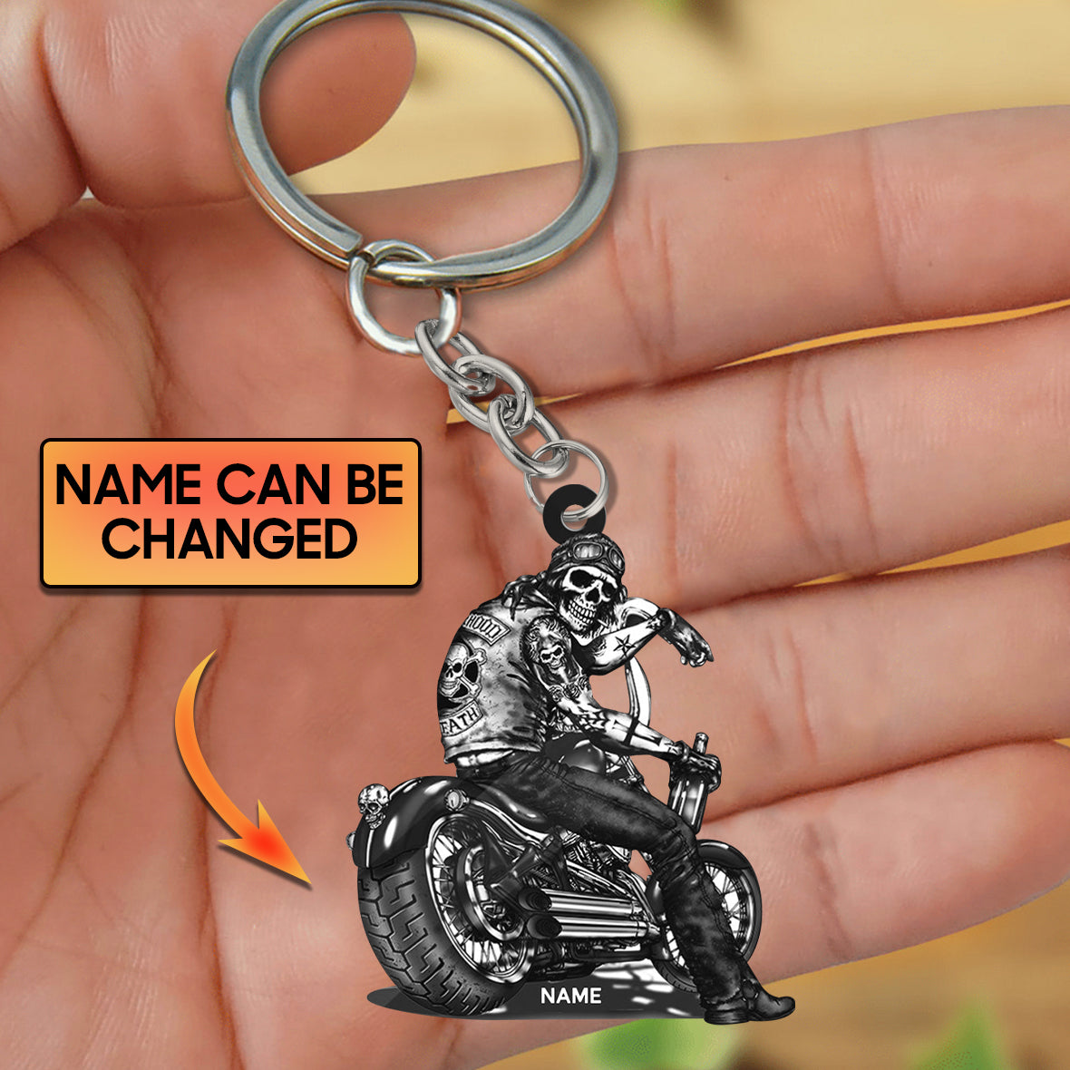 Personalized Skull Racer Keychain