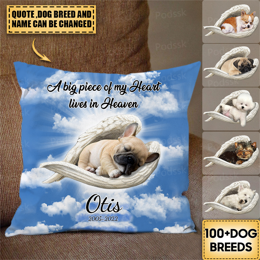 Personalized Memorial Dog Sleeping Angel Pillow Custom Dog Lovers Gift