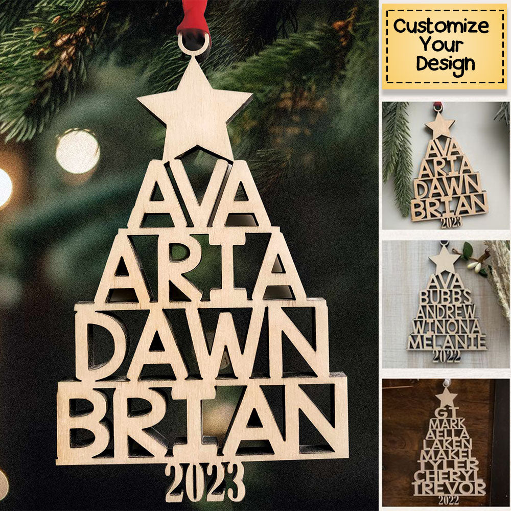 New Release - Our Family 2023 - Custom Personalized Family Name Wooden Ornament