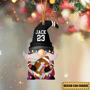 American Football With Christmas Light - Personalized Christmas Ornament - Gift For American Football Lover