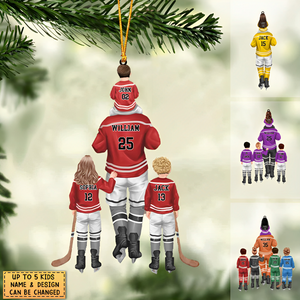 Personalized Hockey Acrylic Car / Christmas Ornament - Gift For Kids & Dad/Grandpa With Custom Name, Number, Appearance