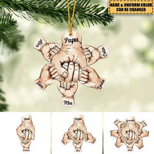 Grandpa, Papa, Daddy Hands Print Personalized Christmas Ornament