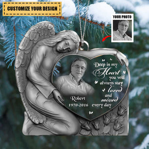 Upload Photo- Personalized Angel Heart Acrylic Ornament - Memorial Gift For Family Members