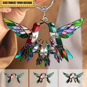 Family Members Hummingbird Together Personalized Acrylic Keychain