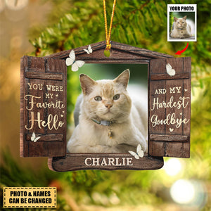 Custom Photo Hard To Say Goodbye Wooden Ornament - Christmas Gift, Sympathy Gift For Pet Owners, Pet Lovers
