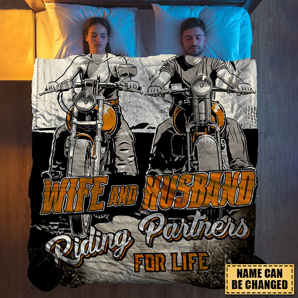 Personalized Couple Riding Partners For Life Fleece Blanket