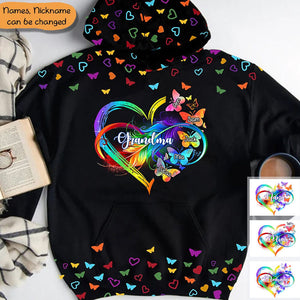 Personalized Grandma/Mom Heart Infinity Butterfly 3D Hoodie-Christmas Gift Idea