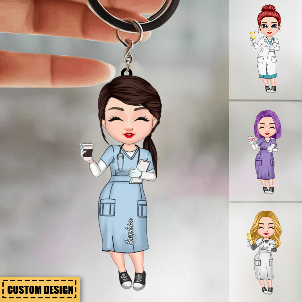 Personalized Name And Style Acrylic Keychain - Gift For Nurse