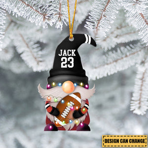 American Football With Christmas Light - Personalized Christmas Ornament - Gift For American Football Lover