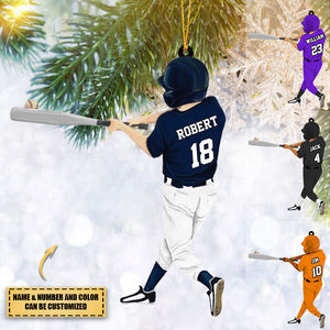 Custom Personalized Baseball Kid Acrylic Christmas Ornament, Gift For Baseball Lovers