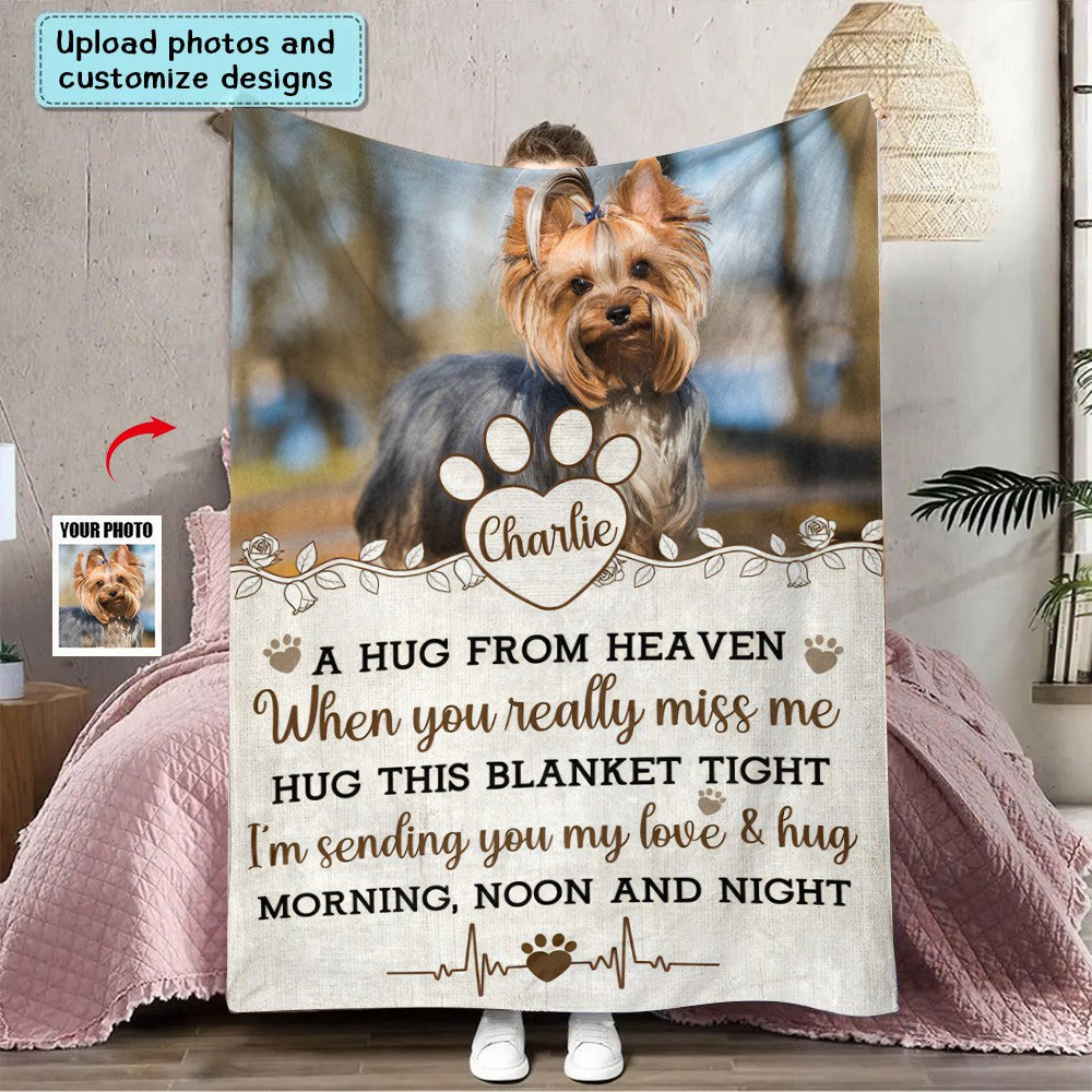 Hug From Heaven - New Version - Personalized Photo Blanket