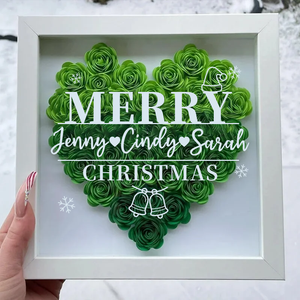 Personalized Merry Flower Shadow Box With Name For Christmas