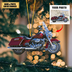 Personalized Christmas Hanging Ornament - Gift For Biker/Motorcycle Lovers - Custom Your Photo