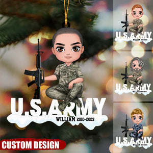 Personalized US Army Solider/Veteran Custom Name Acrylic Ornament