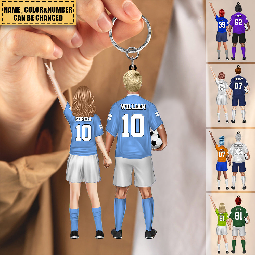 Personalized Soccer Couple Acrylic KeychainGift For Soccer Lovers facamart