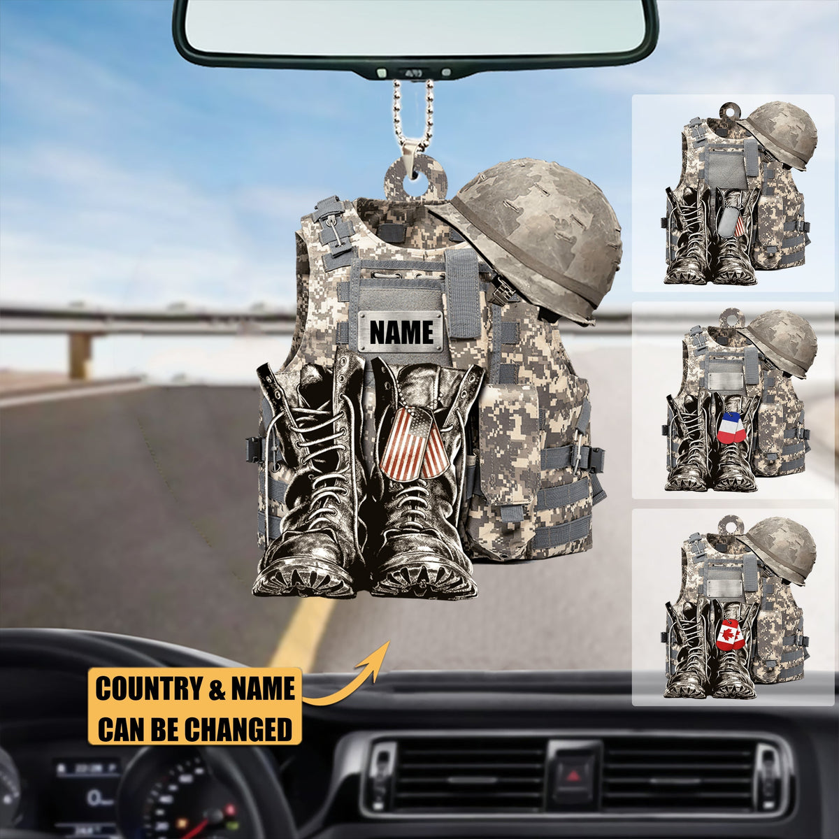 Military Uniform - Boots & Hat - Personalized Flat Acrylic Ornament