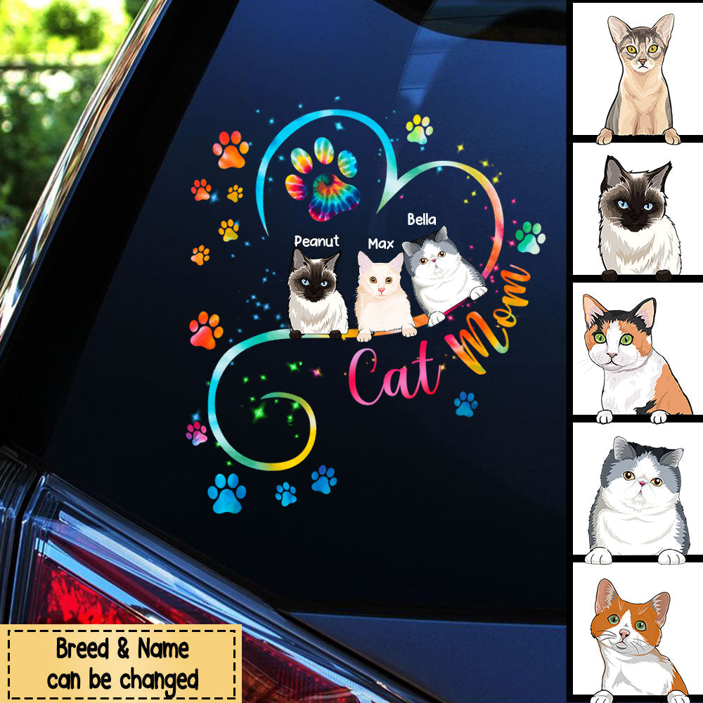 Personalized Cat Mom Heart Line Decal, DIY Gift For Pet Lovers