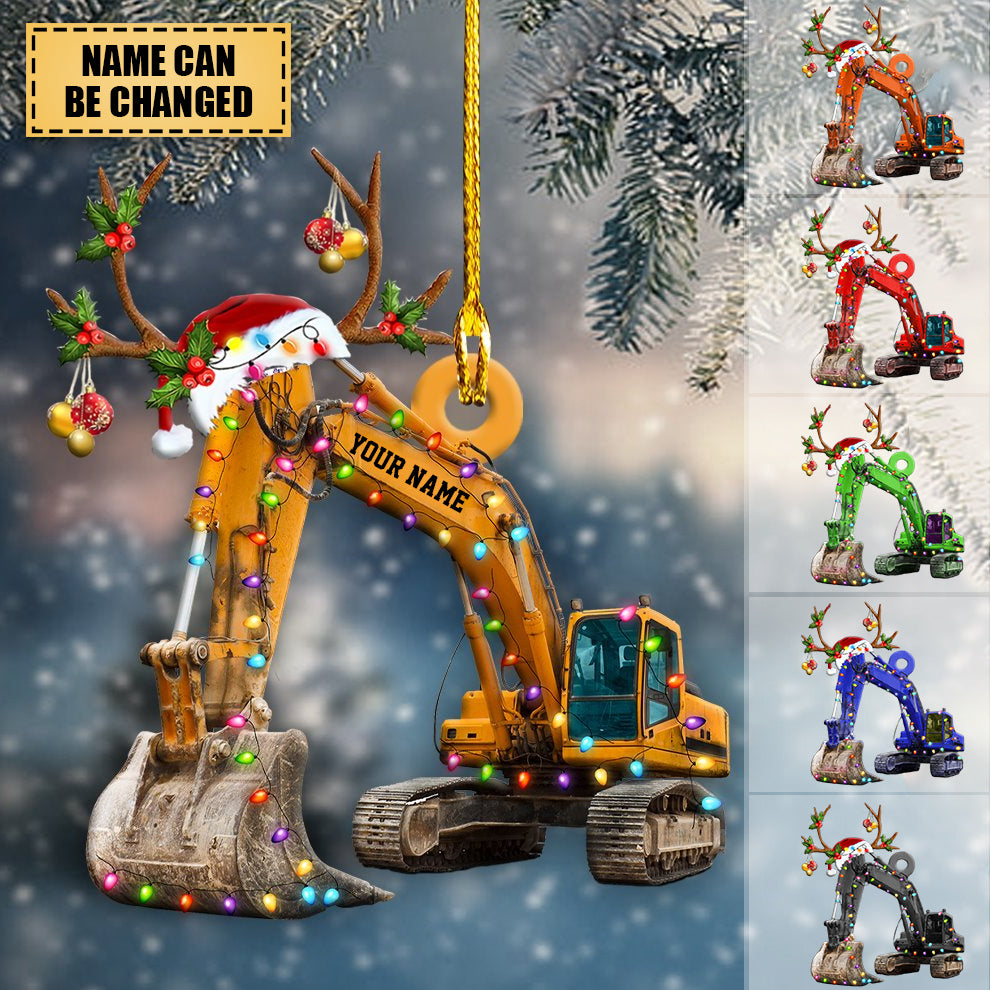 Personalized Excavator Christmas Ornament