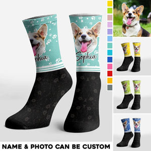 Personalized Dog Photo Head Paw Crew Socks-Gift For Dog Lovers