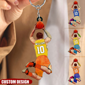 Personalized  Name, Number & Appearance -  Acrylic Keychain-Gift for Basketball Lovers