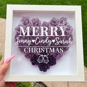 Personalized Merry Flower Shadow Box With Name For Christmas