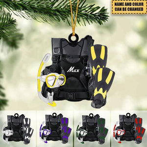 Scuba Diving Scuba Gear - Personalized Flat Acrylic Ornament - v2