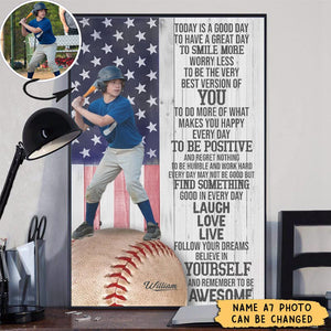 Today is a good day - Personalized Baseball Canvas Poster