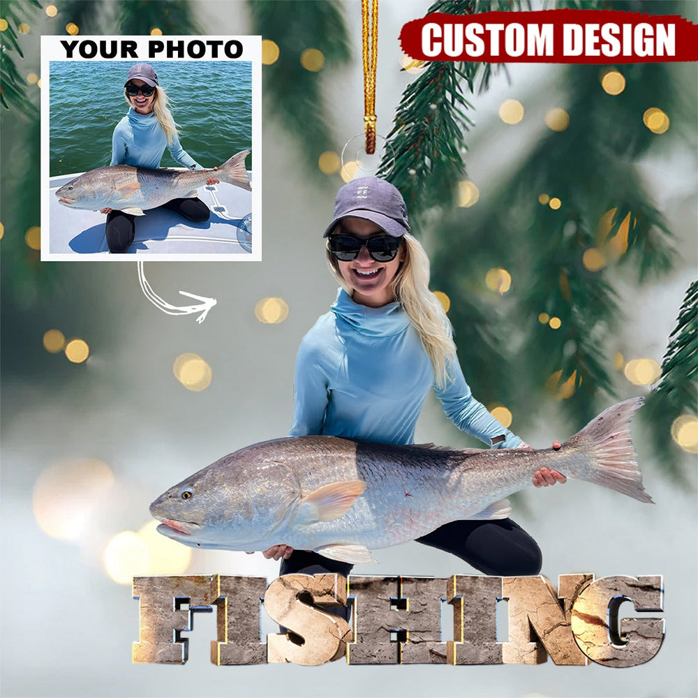 Customized Photo Ornament - Personalized Photo Mica Ornament - Christmas Gift For Fishing Lovers, Family