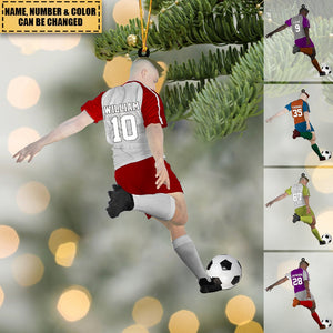 Personalized  Name, Number & Appearance - Acrylic Christmas / Car Oranment - Gift for Soccer Lovers