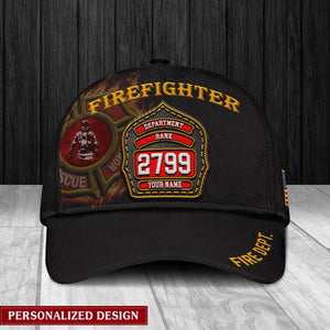 Personalized Firefighters Cap With Department, Rank, Badge Number And Your Name, Fire Dept Cap, Fireman Gifts