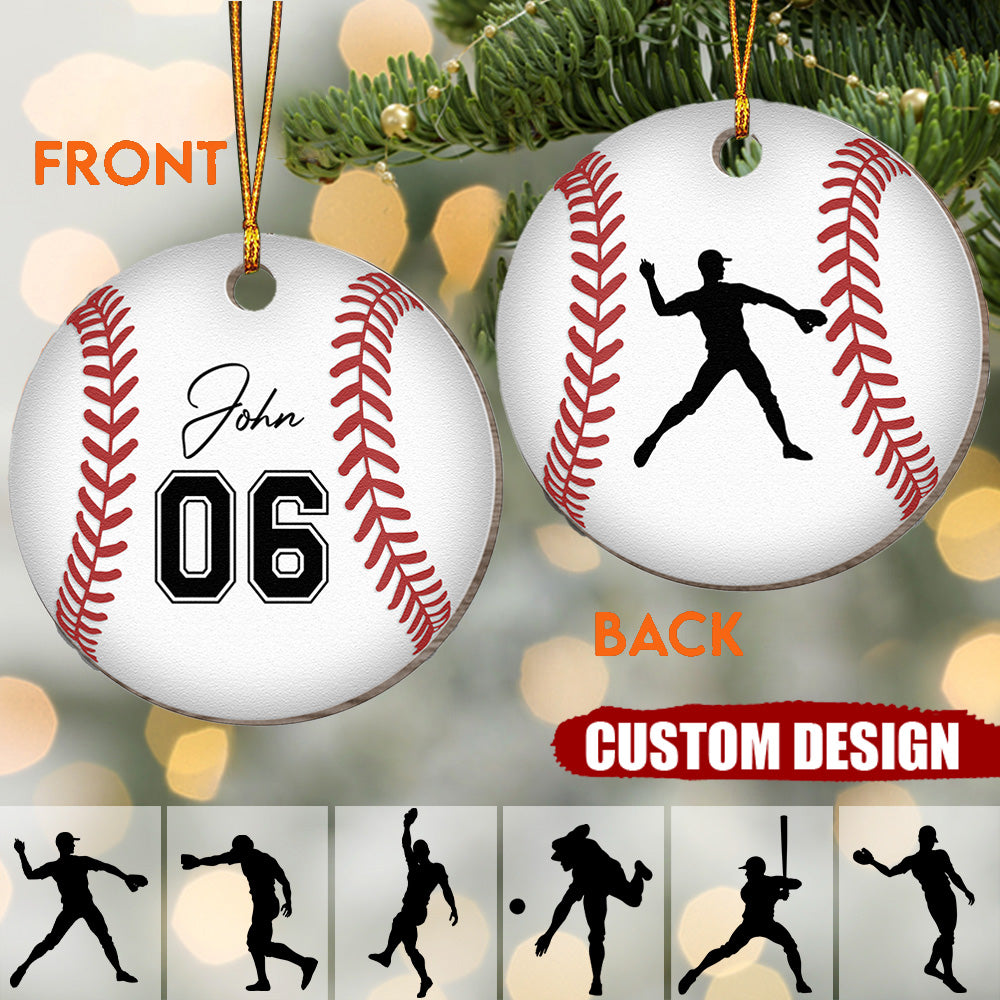Personalized Baseball Playing Wooden Hanging Ornament-Gift For Baseball Lovers