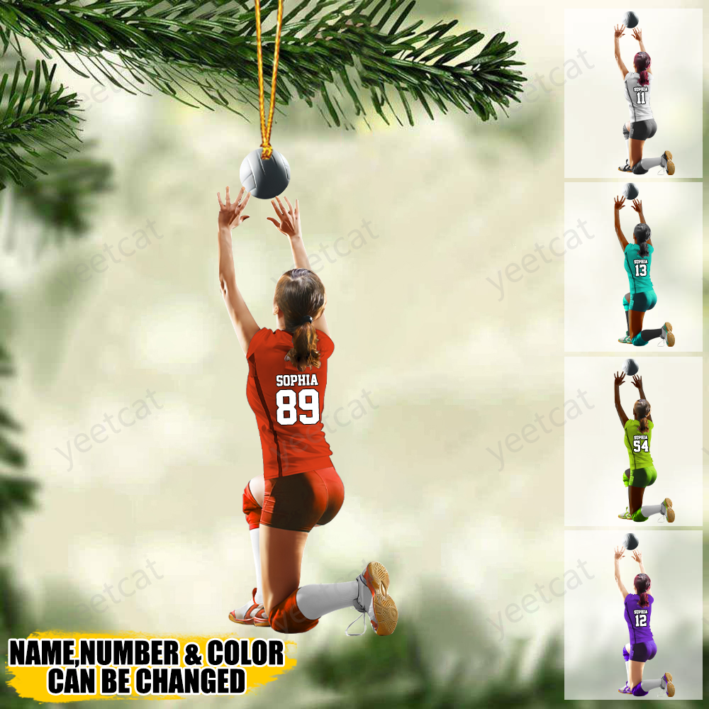 Personalized Girl/Female/Woman Volleyball Player Acrylic Christmas Ornament