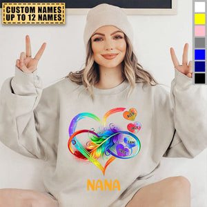 Grandma Grandkids Infinity Love Family Gift Heart Rainbow Personalized Sweatshirt