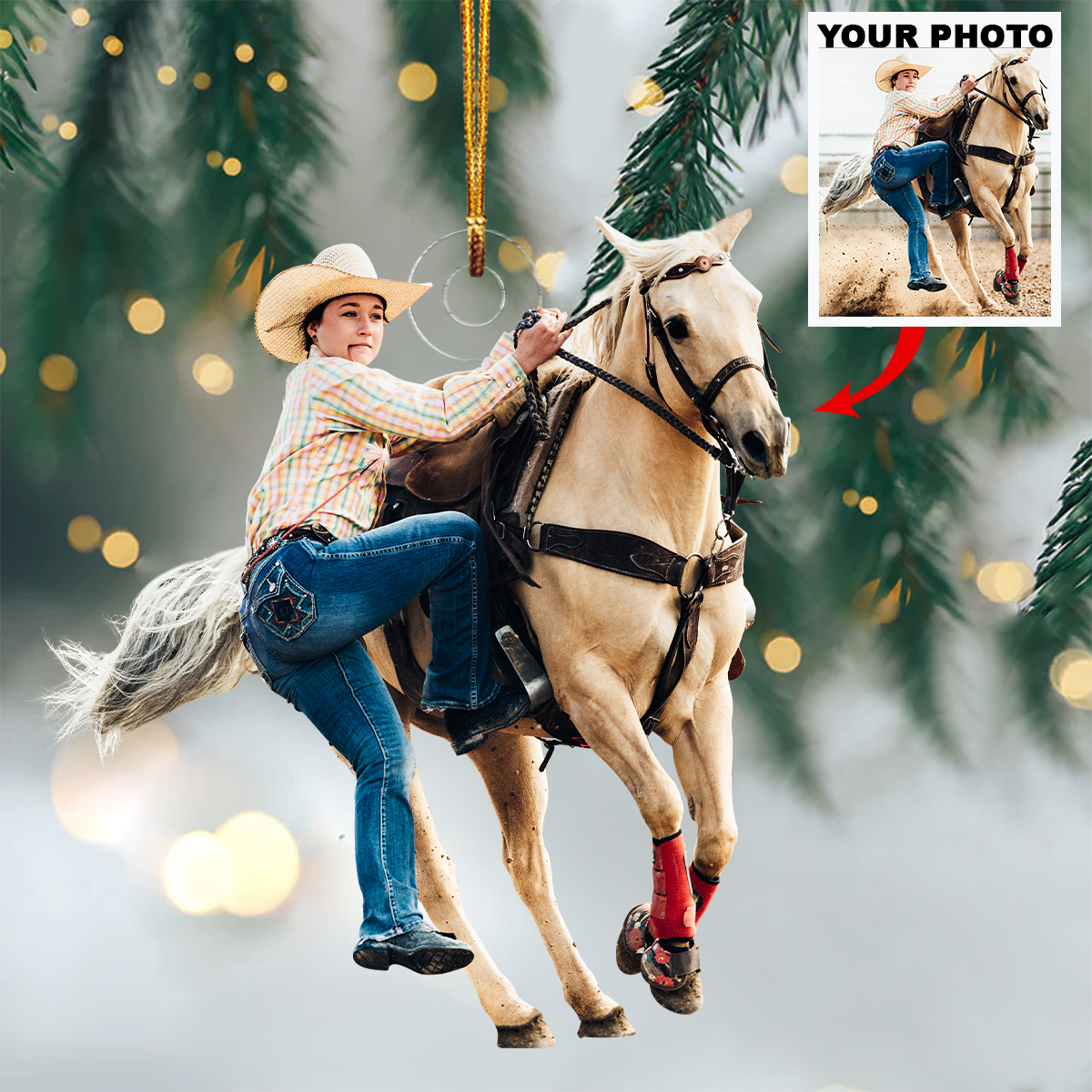 Personalized Horse Riding Upload Photo Christmas Ornament-Gift For Horse Lovers
