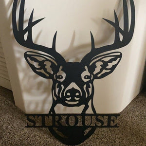 Deer Head Metal Sign Decor Personalized Monogram