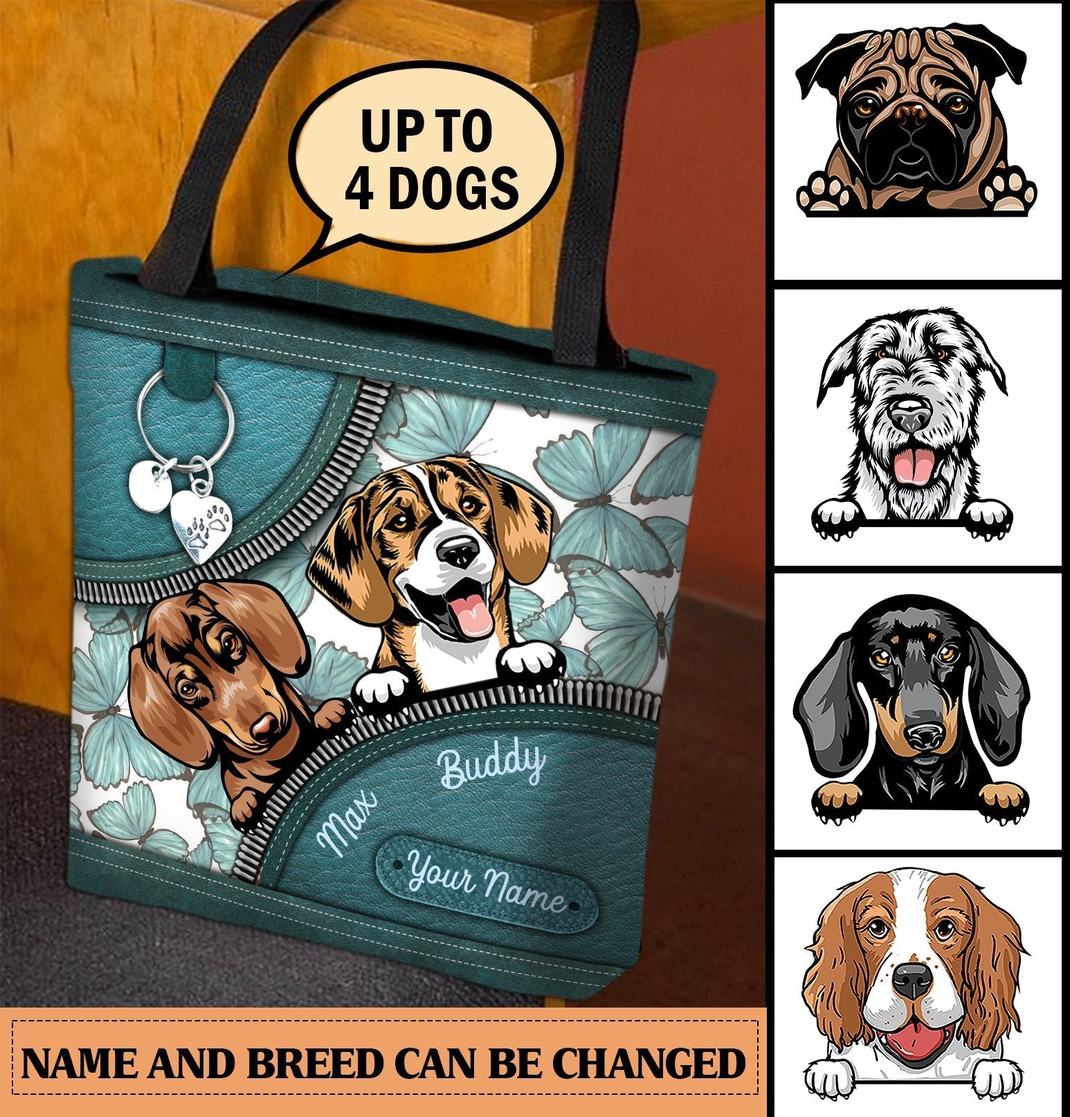 Dog Personalized All Over Tote Bag