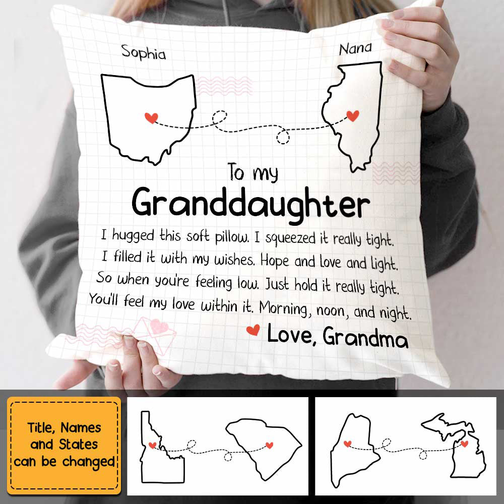 Granddaughter Long Distance Hug This Drawing Pillow