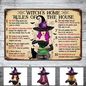 Personalized Witch House Rules Metal Sign