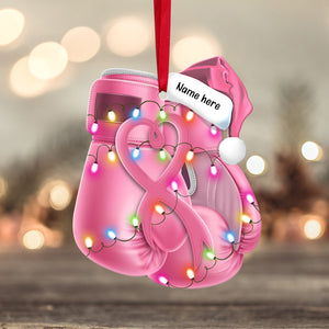 Pink Boxing Gloves - Personalized Christmas Ornament - Christmas Gifts For Breast Cancer Fighters