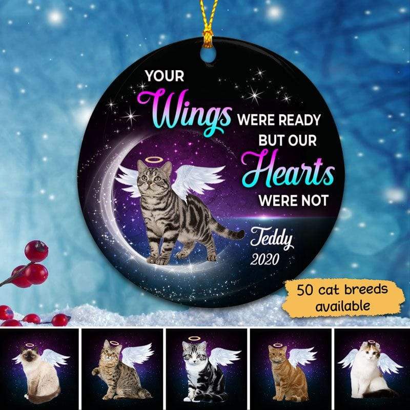 Our Hearts Were Not Ready Personalized Cat Decorative Memorial Ornament