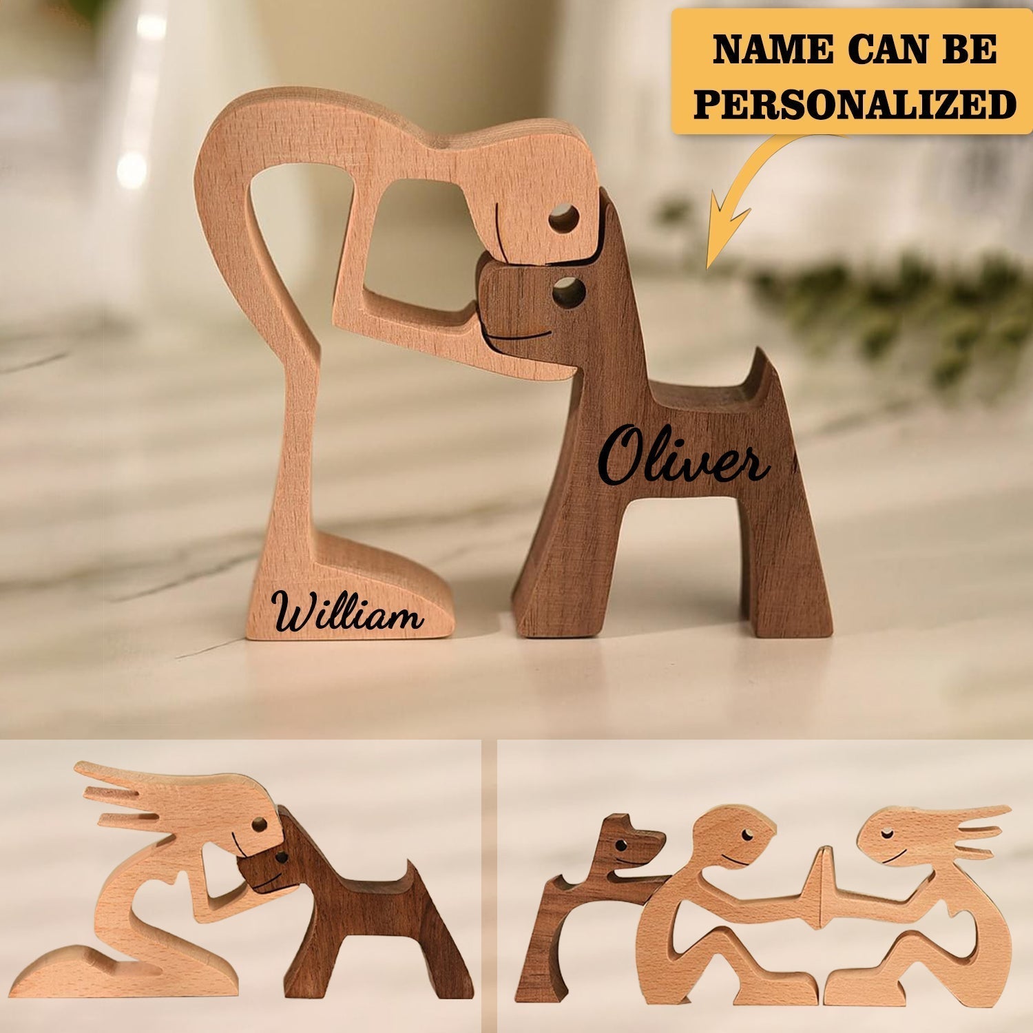 Personalized Wooden Dog Carvings