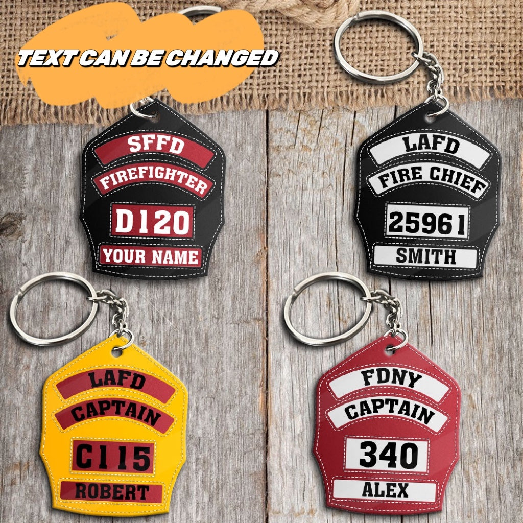 Firefighter’s Helmet Front Shield Personalized Acrylic Keychain - facamart
