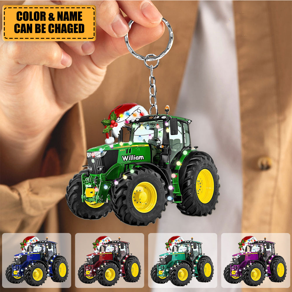 Personalized Tractor Keychain