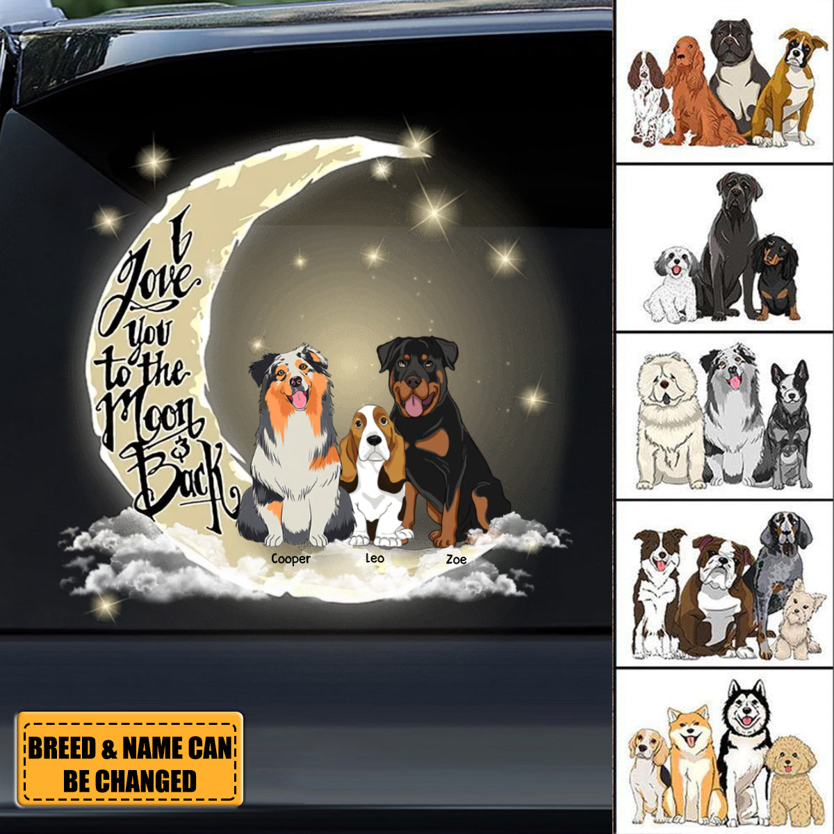I Love You To The Moon And Back Personalized Gift For Dog Lovers Car Sticker