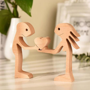 The Love Between You And Your Fur-Friend - Gift For Pet Lovers - Wooden Pet Carvings, Wood Sculpture Table Ornaments, Carved Wood Decor