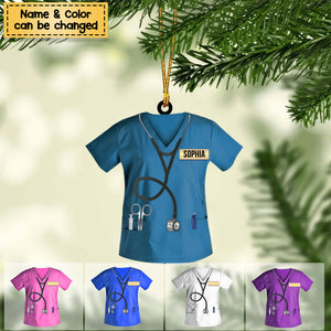 Nurse Scrubs Personalized Christmas Ornament