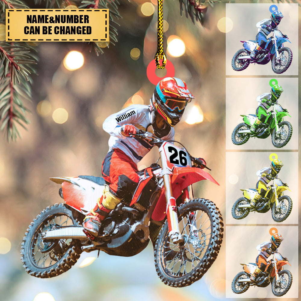 Motocross Biker Personalize Christmas Ornament